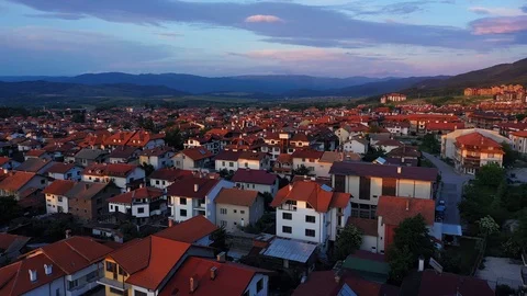 Panoramic Aerial View Of Ski Resort In Twilight Stock Footage 109706646