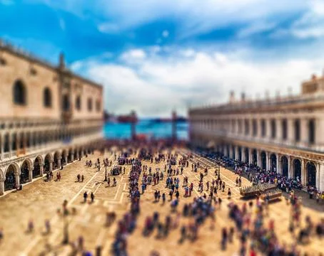 Panoramic aerial view of St. Mark's Square, Venice, Italy Foto stock