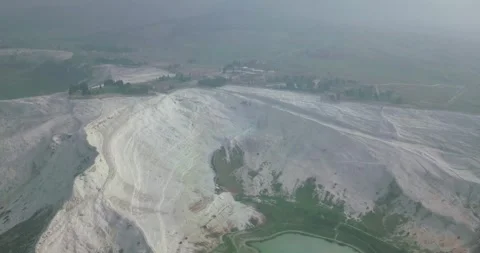 Panoramic Aerial View of UNESCO World Heritage Site Thermal Springs in Pamukkale Stock Footage 340381108