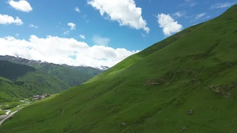 Panoramic Aerial View of Upper Svaneti and Ushguli, Georgia Stock Footage 339351654