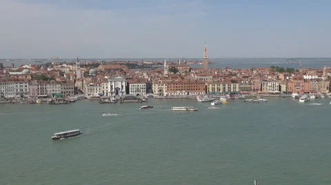 Panoramic, aerial view of Venice, Italy, Europe Stock Footage