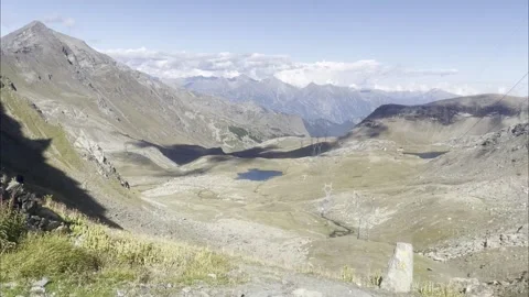 Panoramic alpine view from Col Fenêtre in the Champorcher Valley Stock Footage 316818884