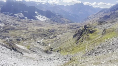 Panoramic alpine view from Col Fenêtre in the Champorcher Valley Stock Footage 316818898