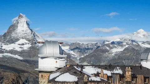 Panoramic Alpine view from Gornergrat in Switzerland Stock Footage 121664947