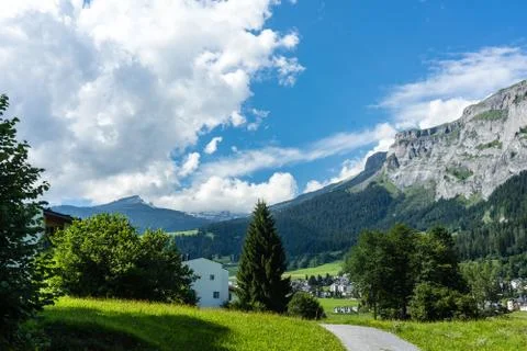 Panoramic alps mountain view Stock Photos