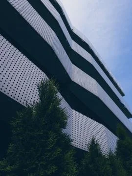 Panoramic and perspective wide angle view to steel light blue background of Stock Photos