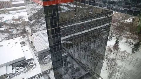 Panoramic and reflection in the skyscraper Stock Footage 69986735