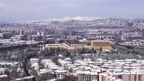 Panoramic Ankara view with Anitkabir in winter time. Stock-Footage 149853100