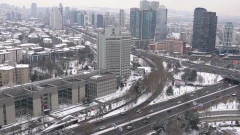 Panoramic Ankara view with the intersection which Mevlana Boulevard (Konya Yolu) Stock Footage 176559106
