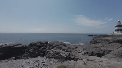 Panoramic atlantic ocean coastal view with rocky shoreline in ireland Stock Footage 340466101