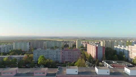 Panoramic backward drone spring flight over a spring urban landscape of a r.. Stock Footage 340650184