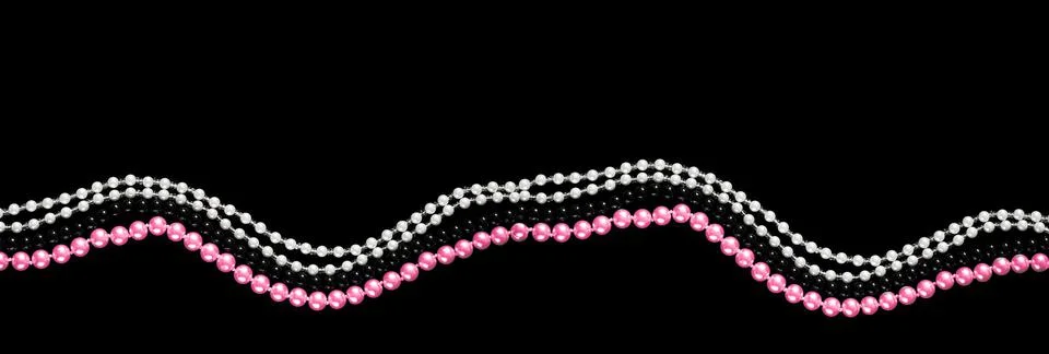 Panoramic banner in a dark key with strings of pearl Stock Photos