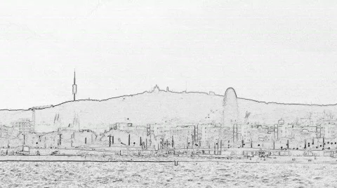 Panoramic Barcelona 03 Stock Footage 518988