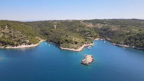 Panoramic bay on Šolta island Video stock 256586166
