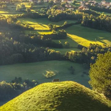 Panoramic bench on mountain top Stock Photos