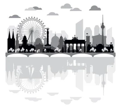 Panoramic Berlin skyline Stock Illustration