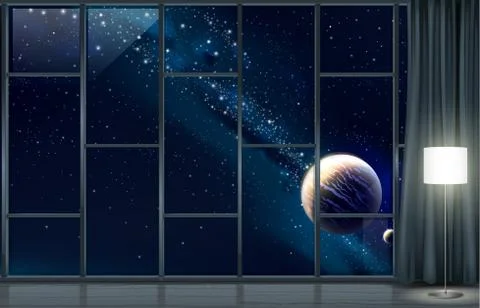 Panoramic big window space of the hotel Stock Illustration