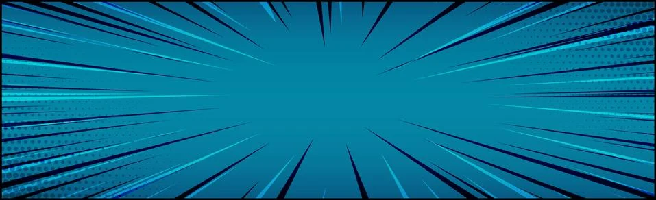 Panoramic blue comic zoom with lines - Vector Stock Illustration
