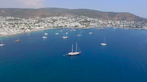 Panoramic Bodrum Cove Stock Footage