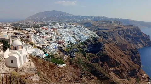 Panoramic breathtaking view overlooking village sea volcano caldera santorini Stock Footage 255611714