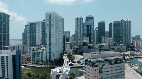 Panoramic Brickell Miami skyline view in Miami, Florida Stock Footage 173731602