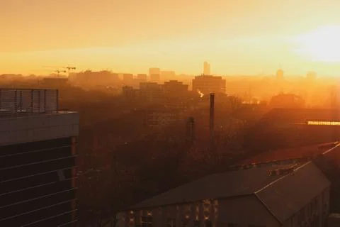 Panoramic Bucharest skyline seen from Pipera Stock Photos