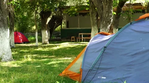 Panoramic camping ground Stock Footage 137352350
