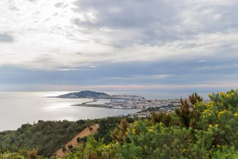 Panoramic of Ceuta at sunset Stock Photos