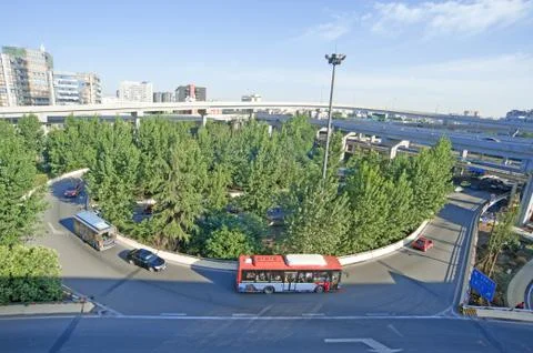 Panoramic city overpass Stock Photos