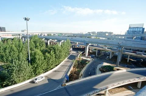 Panoramic city overpass Stock Photos