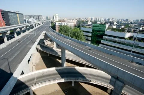 Panoramic city overpass Stock Photos