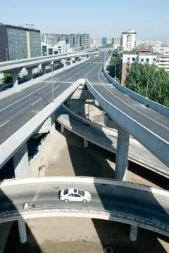 Panoramic city overpass Stock Photos