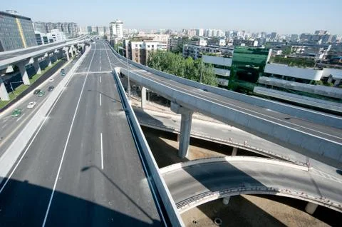 Panoramic city overpass Stock Photos