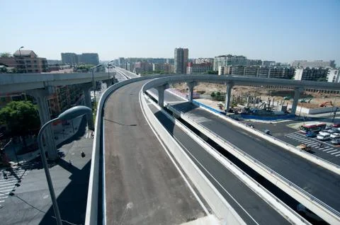 Panoramic city overpass Stock Photos