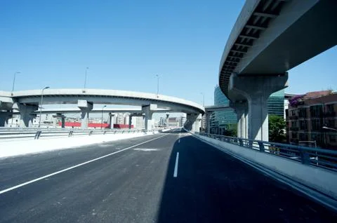 Panoramic city overpass Stock Photos