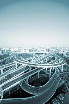 Panoramic city overpass Stock Photos