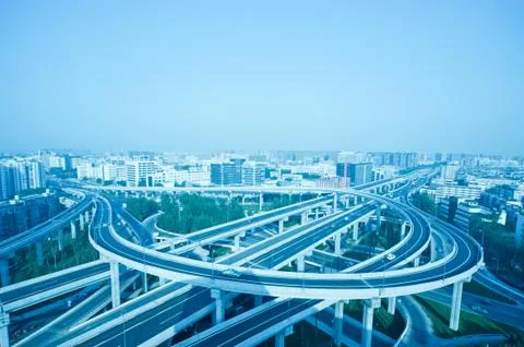Panoramic city overpass Stock Photos