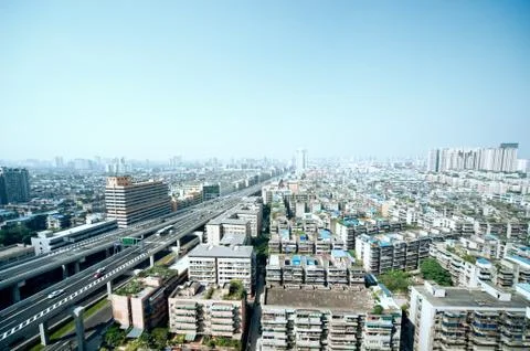 Panoramic city overpass Stock-Fotos