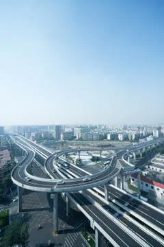 Panoramic city overpass Stock Photos