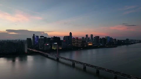 Panoramic of city skyline in hangzhou china Stock Footage 201123653