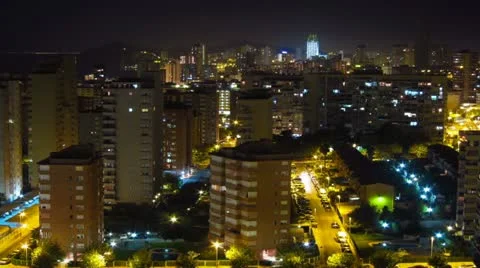 Panoramic city time lapse at night Stock Footage