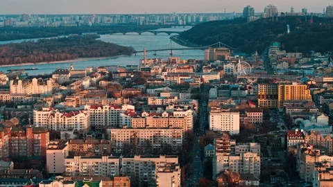 Panoramic city view at dawn Stock Footage 105318565