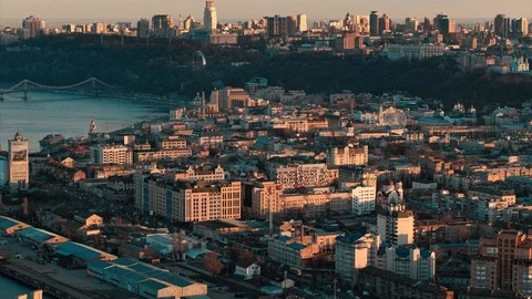 Panoramic city view at dawn Stock Footage 105318587