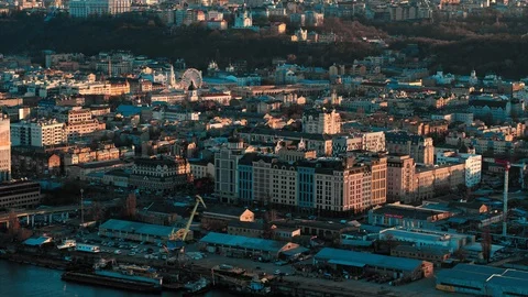 Panoramic city view at dawn Stock Footage 105318806