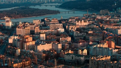 Panoramic city view at dawn Stock Footage 105318933