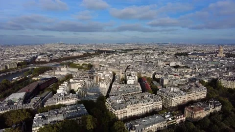 Panoramic City View From Eiffel Tower Viewpoint In Paris, France. high Stock Footage 228894169