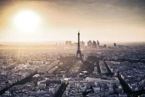 Panoramic city view with Eiffel Tower. Paris, France Stock Photos