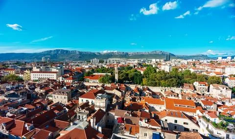Panoramic city view of Split Croatia from above. Fotos Stock