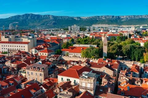 Panoramic city view of Split Croatia from above. Fotos Stock