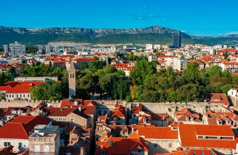 Panoramic city view of Split Croatia from above. Fotos Stock